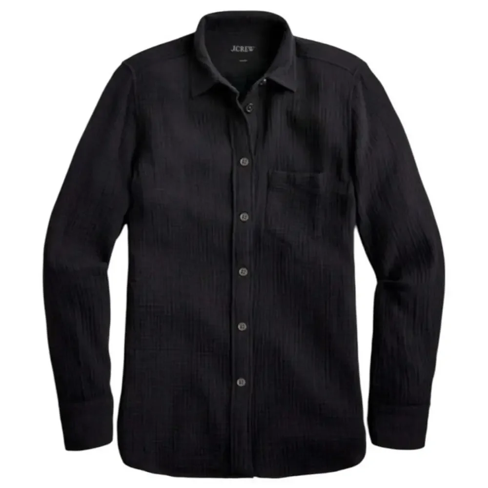 J. Crew Garçon Classic Fit Double Bauze Shirt Blouse Black Size 10 Beach Preppy